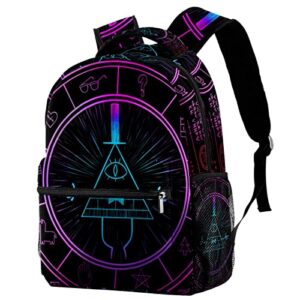 bill cipher wheel zodiac school backpack for girls boys, lightweight bookbag backpack purse for women