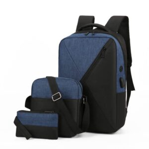 rcuyyl teens bookbag schoolbag 3pcs set backpack cute rucksack for school bag cute aesthetic backpack travel rucksack school bag (blue)