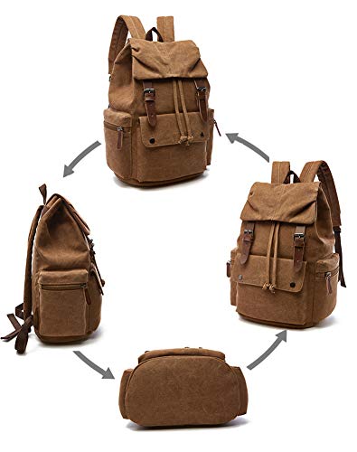 DRF Canvas Backpack Unisex Vintage Daypack for Laptop 15'' BG90 (Brown)