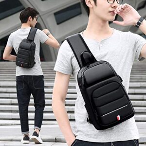 YUKABAN Sling Bag Waterproof Crossbody Chest Bag Sling Backpack with USB Charging Port One Shoulder Bag for Men Women