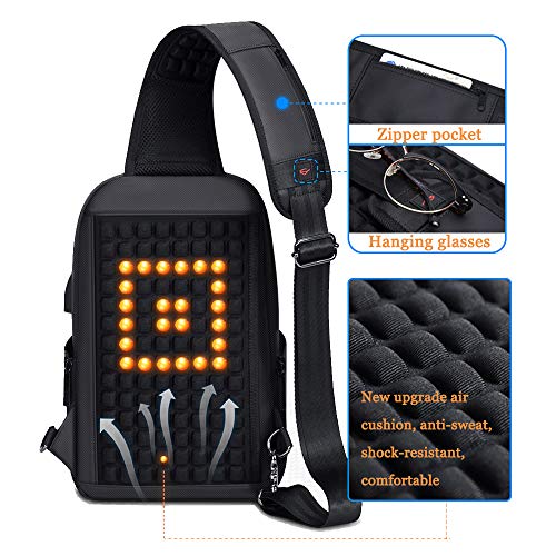 YUKABAN Sling Bag Waterproof Crossbody Chest Bag Sling Backpack with USB Charging Port One Shoulder Bag for Men Women