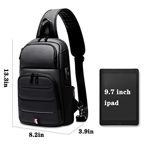 YUKABAN Sling Bag Waterproof Crossbody Chest Bag Sling Backpack with USB Charging Port One Shoulder Bag for Men Women