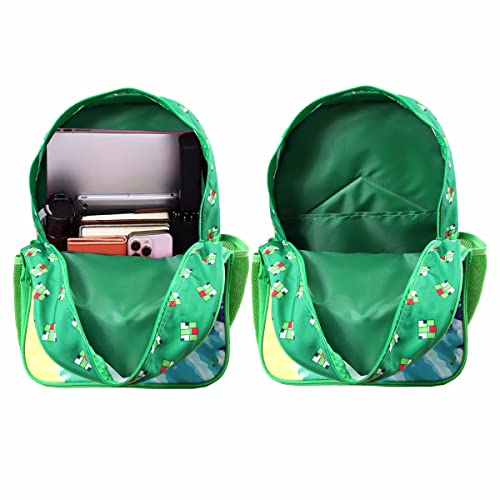 17 Inch Kids Bookbag 3-Piece Set Boys Pencil Case Backpack Tie-dye Printed Travel Bag Girls Game Fan Gift, Green