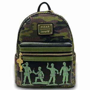 loungefly gt exclusive disney pixar toy story army men camo sequin mini backpack