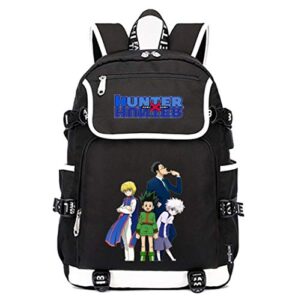 wanhongyue hunter x hunter anime cosplay schoolbag rucksack 15.6″ laptop backpack with usb charging port black / 3