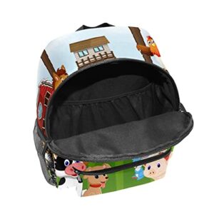 LBTIUC Schoolbag for Boys Girls Cute Kid's Toddler Backpack Farm Animal Cow Pig Kindergarten Children Bag 10 x 4 x 12 Inch, Multicolor, One Size