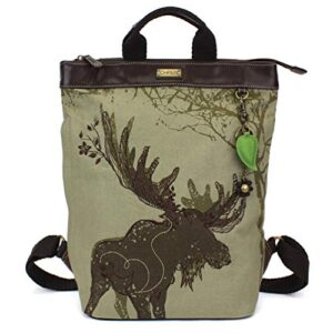 chala safari backpack faux leather / canvas – moose -olive