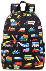 preschool backpack kids kindergarten school book bags for elementary primary schooler (truck black)