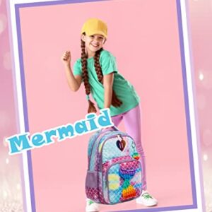 Mermaid Backpack for Girls Backpacks for Elementary Preschool Student with Lunch Box Pencil Case 3 in 1 Bookbag for Girls for School