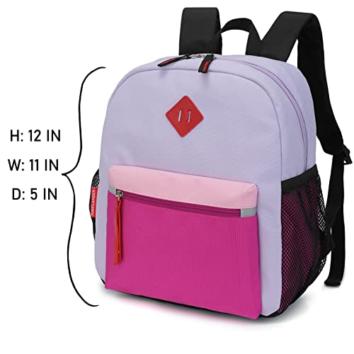 HawLander Preschool Backpack for Toddler Girls, Kids School Bag, Ages 3 to 7 years old, Mini, Purple