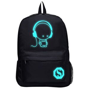 snoiluo yaoyaok anime luminous backpack for boys, mini laptop backpack, bookbag for school, black backpack cool backpack for boys（s）