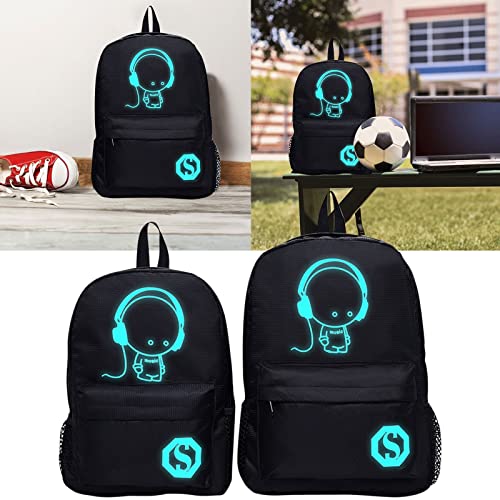 Snoiluo YaoyaoK Anime Luminous Backpack for Boys, Mini Laptop Backpack, Bookbag for School, Black Backpack Cool Backpack for Boys（S）