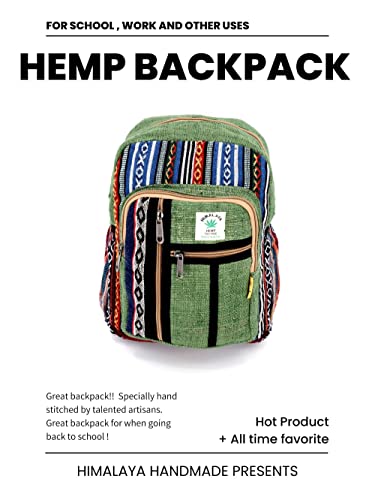 Unique Design100% Himalaya Hemp Backpack Small Backpack Hippie Backpack Festival Backpack Hiking and Tablet Backpack FAIR TRADE Handmade with Love.