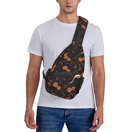 MANQINF Music Notes Crossbody Sling Backpack Sling Bag Travel Hiking Chest Bag Daypack for Men Women