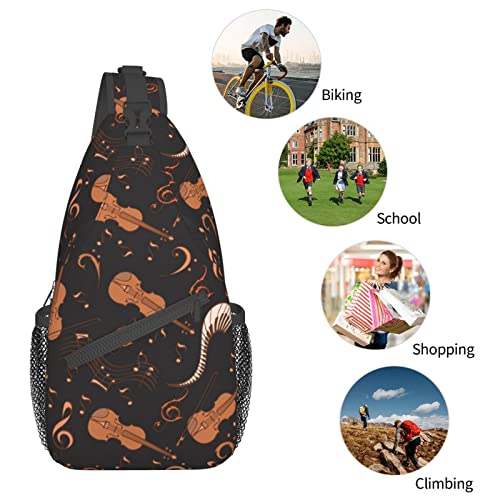 MANQINF Music Notes Crossbody Sling Backpack Sling Bag Travel Hiking Chest Bag Daypack for Men Women