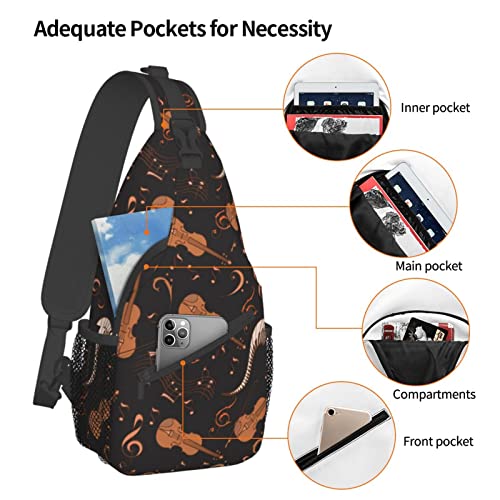 MANQINF Music Notes Crossbody Sling Backpack Sling Bag Travel Hiking Chest Bag Daypack for Men Women