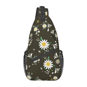 manqinf daisy flower sling bag crossbody sling backpack for women men travel hiking daypack chest shoulder bag