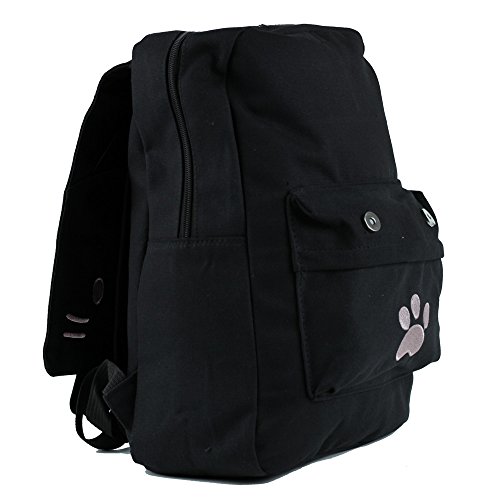 DemonChest Black College Cute Cat Embroidery Canvas School Backpack Bags for Kids Kitty(Pink)