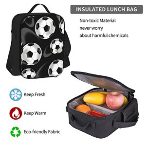 ASEELO Soccer Black Three Piece Schoolbag Backpack Set With Lunch Bag Pen Bag 15 Inch Laptop Backpack Schoolbag