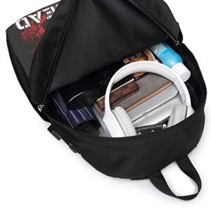 Hollywood Rock Band Undead Backpack with USB Charging/Headphone Port Computer Bag School Shoulders Daypack Casual Unisex Lightweight Backpack for Boy&Girl&Men&Women with Bottle Side Pockets 17 IN