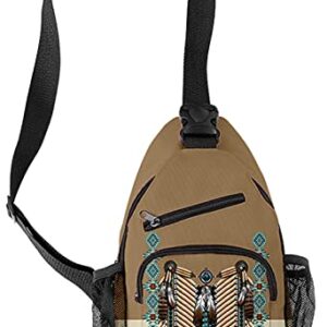 HANDAFA American Indian Single Shoulder Bag Native American Sling Backpack Fashion Daypack(Color02)