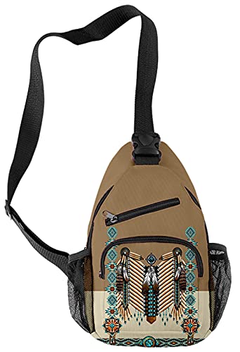 HANDAFA American Indian Single Shoulder Bag Native American Sling Backpack Fashion Daypack(Color02)