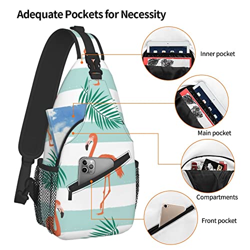 FyLybois Flamingo Sling Bag for Travel Crossbody Bags for Women Sling Backpack Outdoor Cycling Hiking