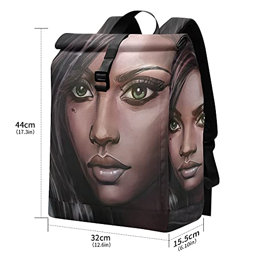 ALAZA African American Woman Afro Large Laptop Backpack Purse for Women Men Waterproof Anti Theft Roll Top Backpack, 13 - 17.3 inch