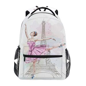 moyyo school backpack college bookbag travel camping laptop daypack, ballerina, 11.5x8x16 inch