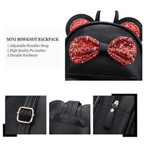 Mini Backpack for Girls Cutest Cartoon Toddler Sequin Bow Mouse Ears Bag Traveling Fashion Shoulder School Backpack Purse Gift for Little Girl Teen Women (Black)