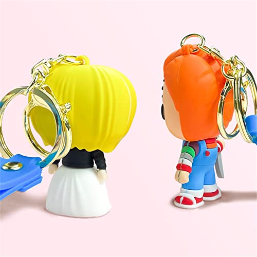 ONablvd 1pc Cute Horror Cartoon Pop Car Keychain Charm Bag Decoration Charm Keychain Birthday Gifts for Women Girls Boys (C)