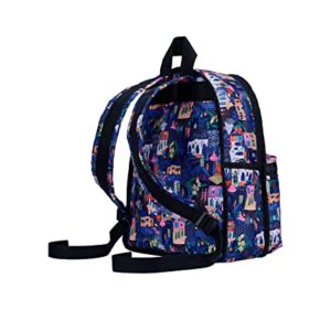 LeSportsac Sunlit Stroll Basic Backpack/Rucksack, Style 7812/Color E436, Vibrant & Artsy Illustrations of Charming & Exotic Destinations/Vignettes, Colorful Mosaic Art Tile Accent