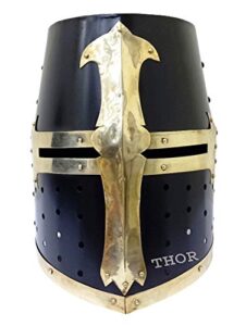 medieval crusader halloween templar knight helmet with black finish brass design rustic vintage home decor gifts