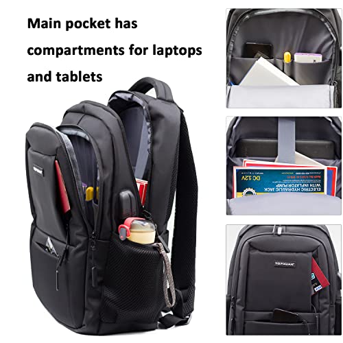 TOPXUAN Travel Laptop Backpack With Usb Charging Port & Earphone 15.6 inch Gift For Men Women College Students Teacher Tours & Business Computer Bag black