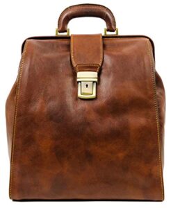 leather backpack travel bag carry on business canvas rucksack brown book bag – time