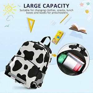 Black Cow Printed Kids Backpack for Toddlers, Kid's Backpack for Boys Girls, Kindergarten Preschool Nursery Travel Bag