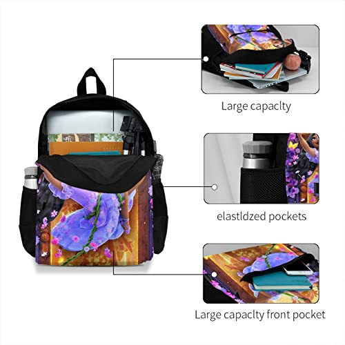 Fashion Backpack Large Capacity Laptop Backpacks Lightweight Travel Bookbag Women Adjustable Shoulder Strap Daypack Black One Size