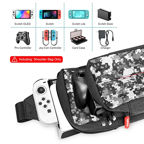 Backpack Carrying Travel Bag for Nintendo Switch/Lite/OLED/Console/Dock/Joy-Cons&Accessories Storage, Portable Nylon Waterproof Crossbody Shoulder Chest Sling Side Gaming Bag for Men Boys, Camouflage
