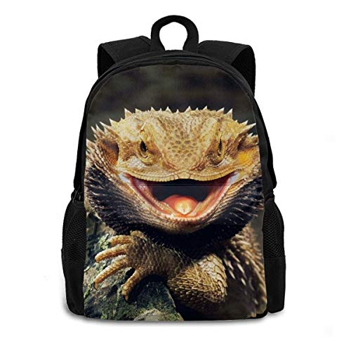 Bearded Dragon Laptop Backpack Durable Lightweight School Bookbag Casual Daypack Travel Hiking Camping College