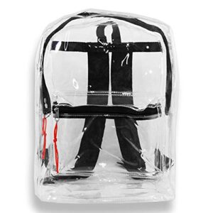 transparent security clear backpack sports events bag w/ black trim