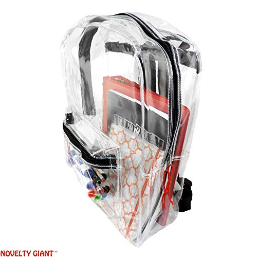 Transparent Security Clear Backpack Sports Events Bag w/ Black Trim