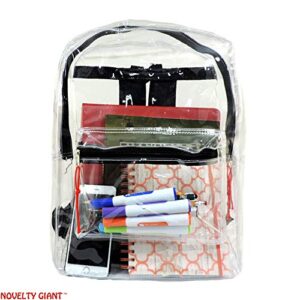 Transparent Security Clear Backpack Sports Events Bag w/ Black Trim