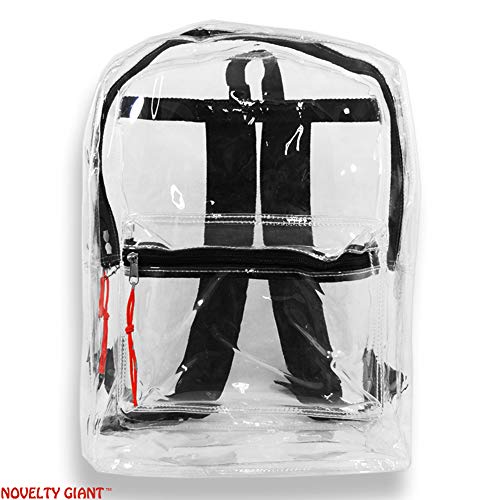 Transparent Security Clear Backpack Sports Events Bag w/ Black Trim