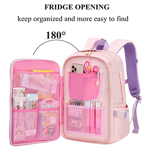 SUNNY SHOP School Backpacks for Girls Waterproof Backpack Kawaii Cute Kids Backpack Elementary School Bookbag Pink