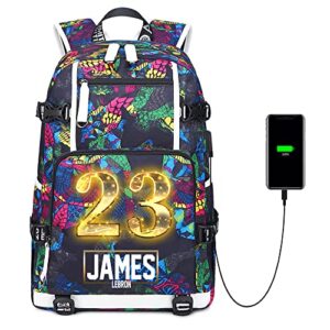 Ansigeren Basketball Player Star JMS 23 Creative Backpacks Sports Fan Bookbag Travel Student Backpack For Men Women (1)