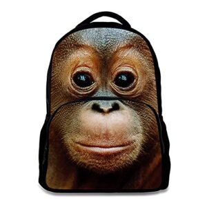 animal school bag,school college backpack,teenagers casual daypack,17 inch laptop backpack for men (monkey)