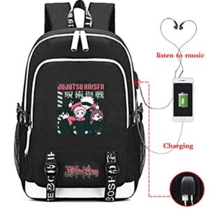 TIMMOR MAGIC Anime Jujutsu Backpack with USB Charging Port, School Bookbags for Women Men. (Black1) One Size