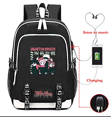 TIMMOR MAGIC Anime Jujutsu Backpack with USB Charging Port, School Bookbags for Women Men. (Black1) One Size