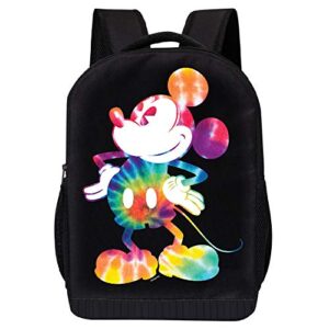 Disney Mickey Mouse Black Backpack - Tie Dye Mickey Mouse 17 Inch Air Mesh Padded Bag (Tie Dye)
