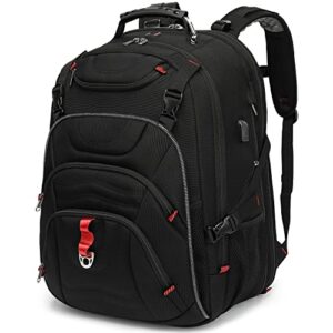 18.4 extra large travel laptop backpack for men, tsa approved college high school backpack with suspended load technology-55l expandable gaming laptop backpack-reduce impact force to 30%, black.